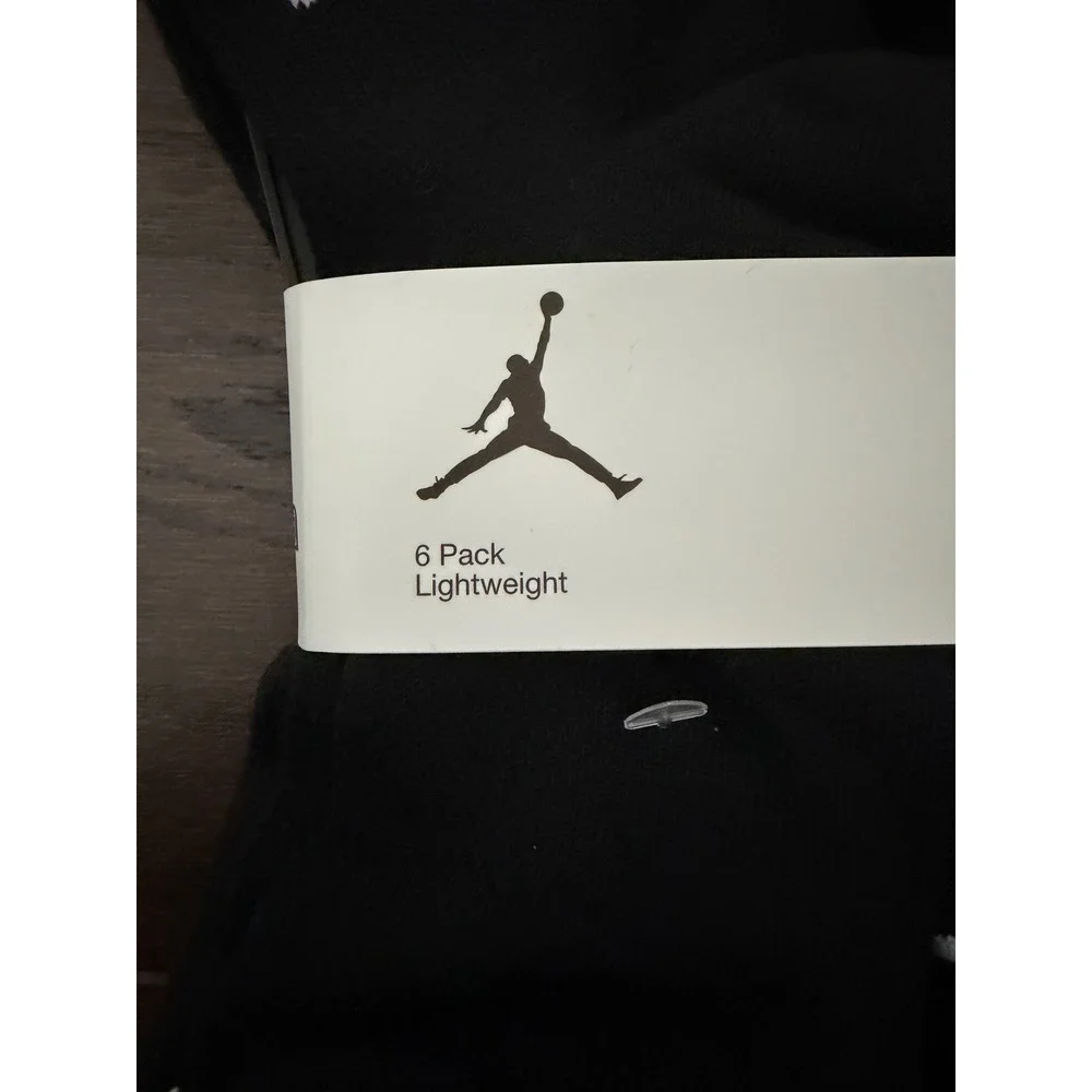 Jordan Jumpman Ankle Socks 6 Pack Black White Lightweight XJ0139-023 Medium
